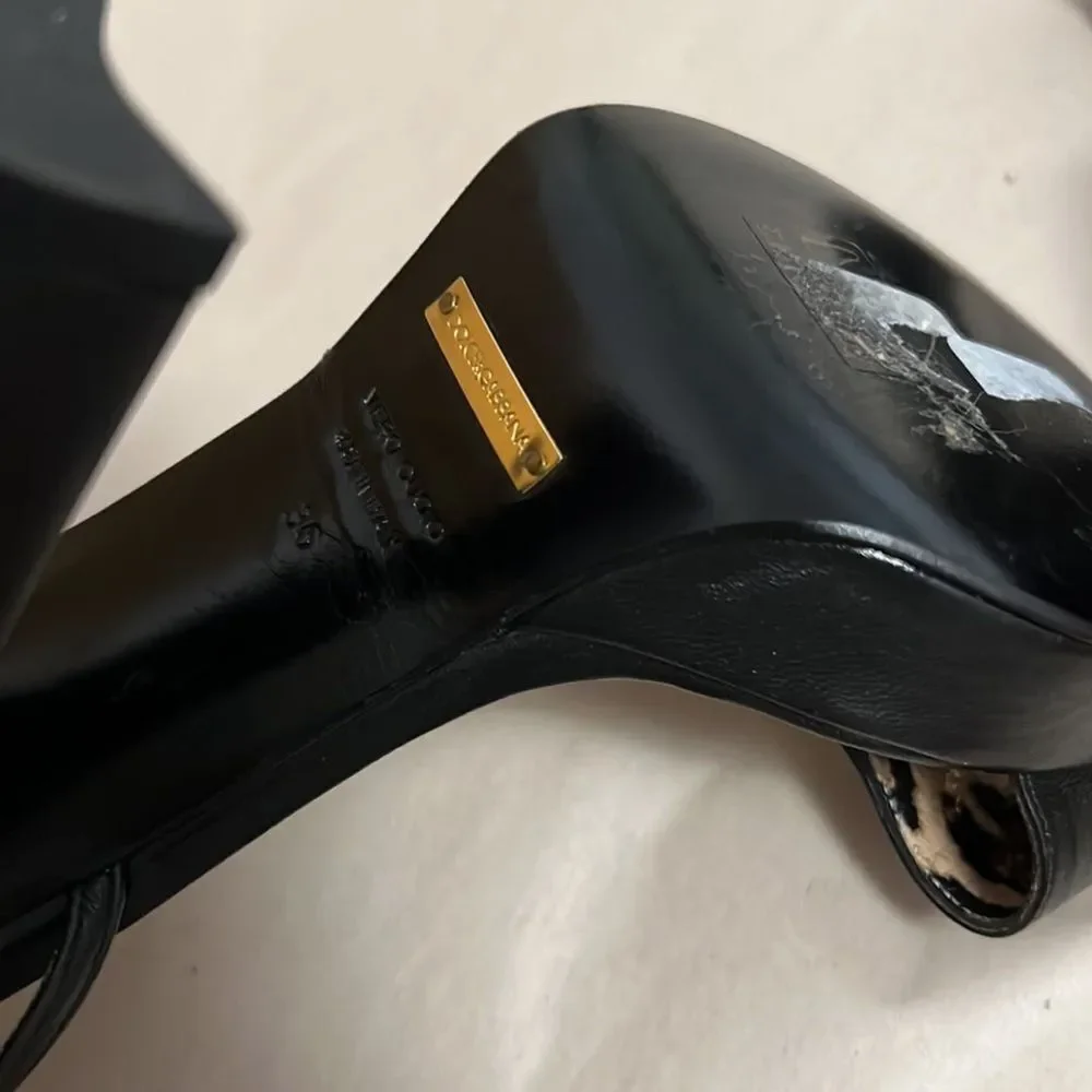 DOLCE & GABBANA LEATHER SLINGBACK NWOT ‎ SANDALS SIZE 35 - Picture 5 of 9